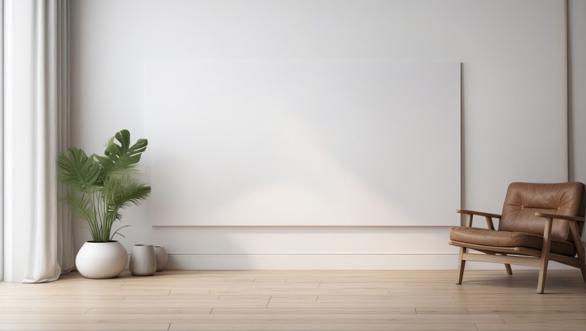 A blank horizontal white board screen frame