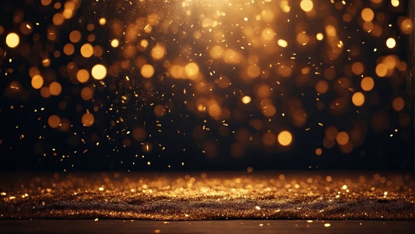 Golden Christmas lights background