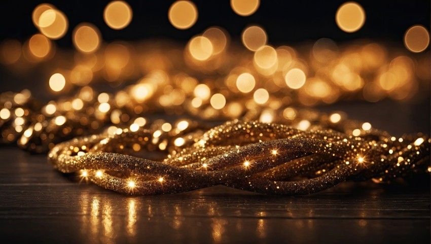 Golden Christmas lights background