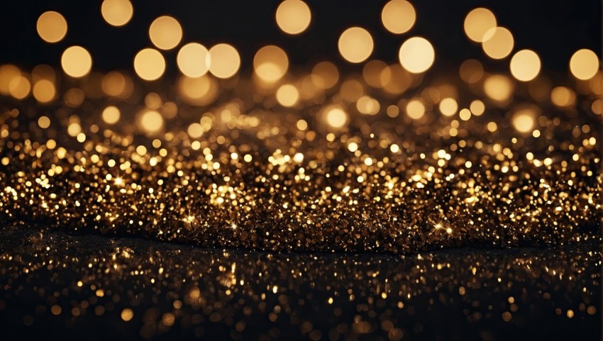 Golden Christmas lights background