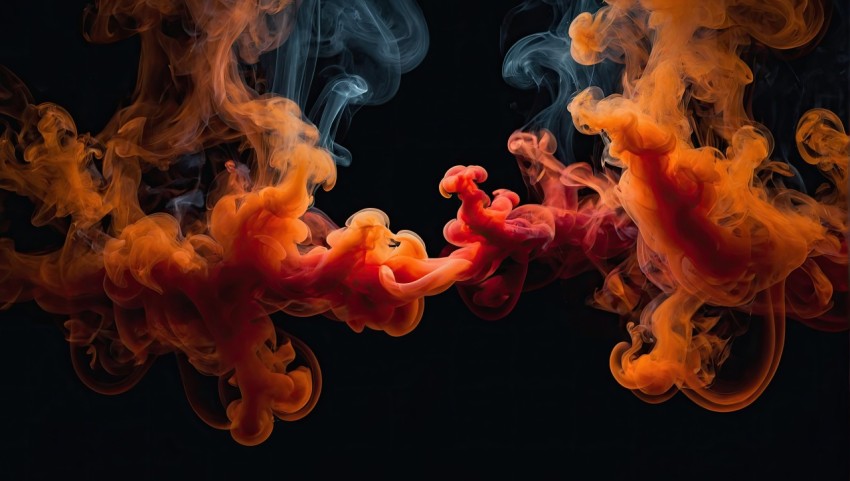 Abstract red smoke fire on black background