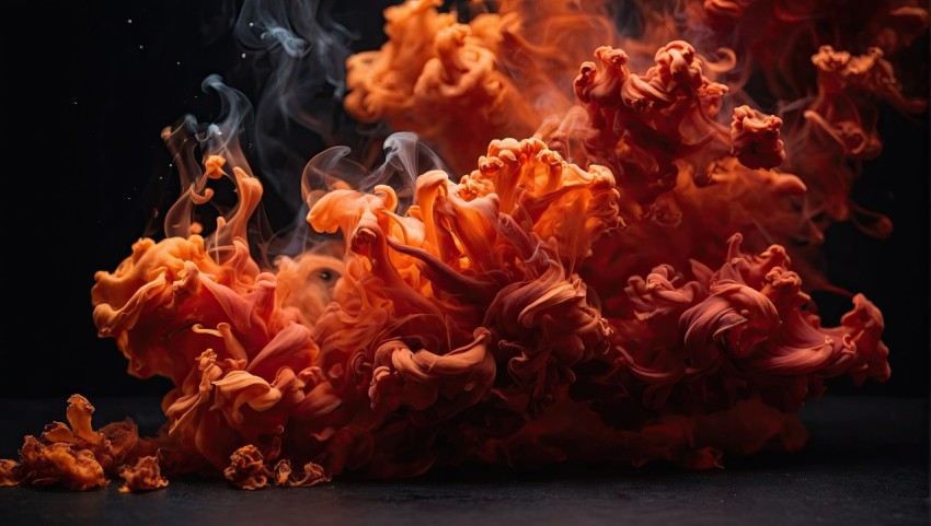 Abstract orange smoke fire on black background