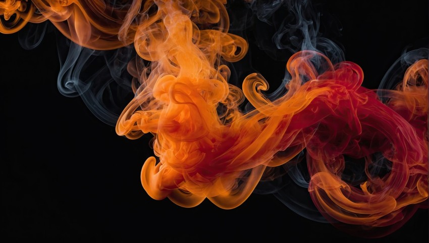 Abstract orange smoke fire on black background