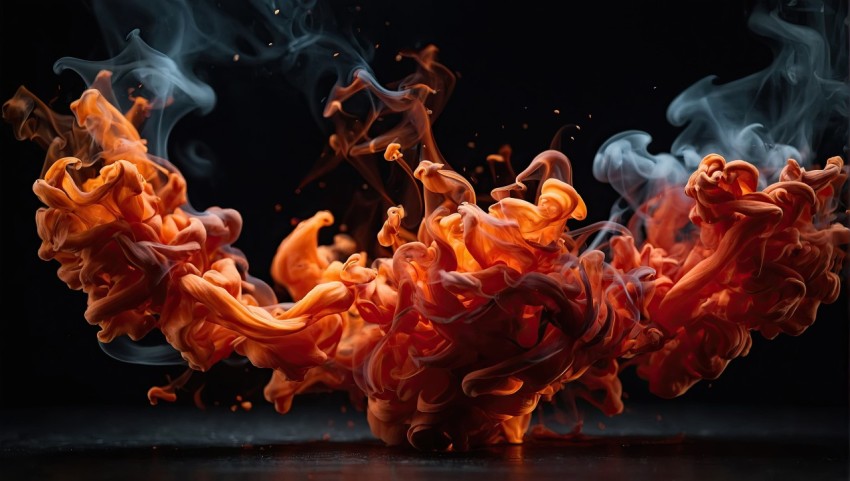 Abstract orange smoke fire on black background