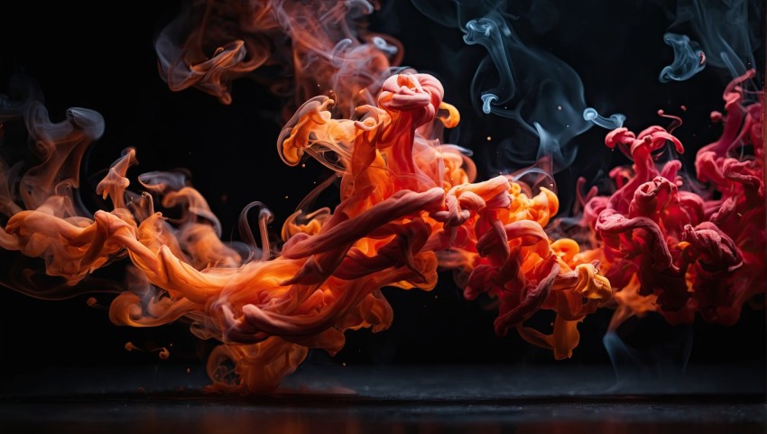 Abstract red smoke fire on black background