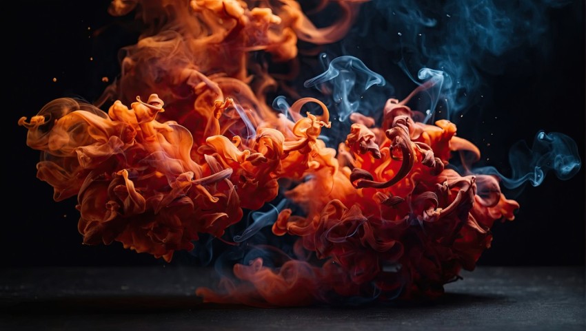 Abstract red smoke fire on black background