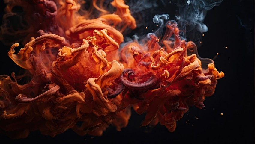 Abstract orange smoke fire on black background