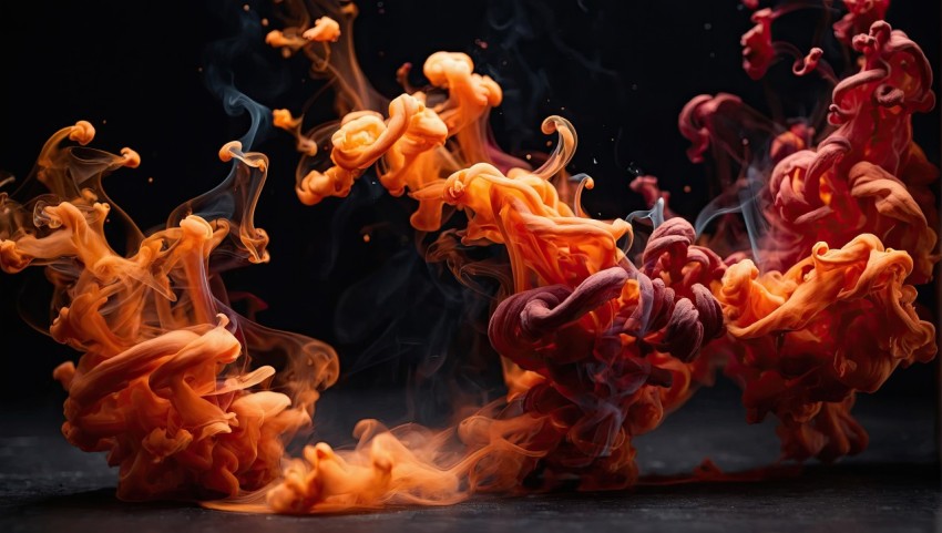 Abstract orange smoke fire on black background