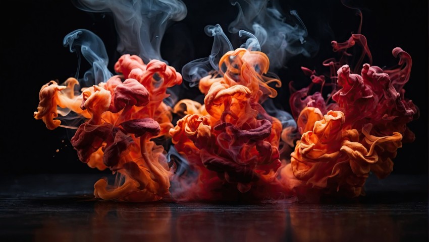 Abstract orange smoke fire on black background