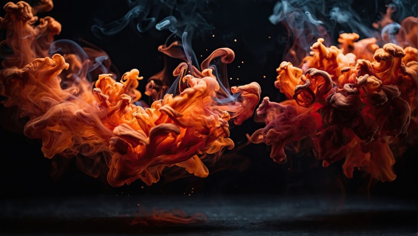 Abstract orange smoke fire on black background