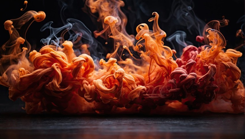 Abstract orange smoke fire on black background