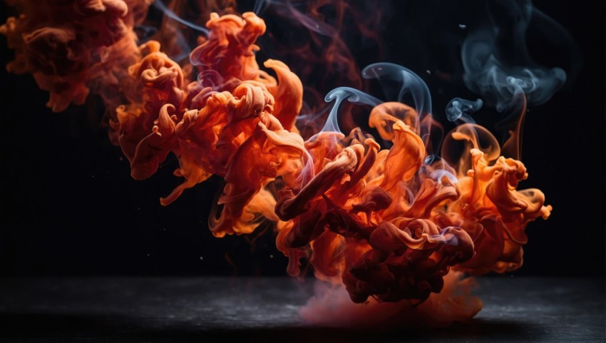 Abstract orange smoke fire on black background