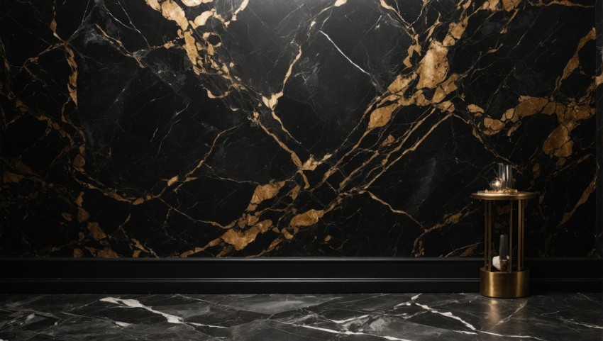 Black Gold Realistic Marble Tiles Texture Background