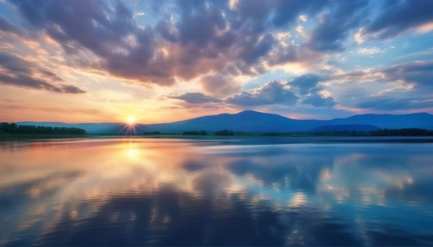 Beautiful Summer Sunrise Blue Sky Natural Background