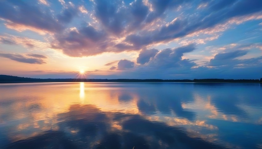 Beautiful Summer Sunrise Blue Sky Natural Background