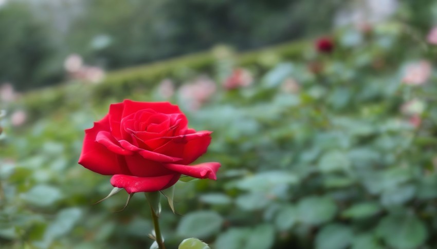 Beauty of a Red Rose in the Garden