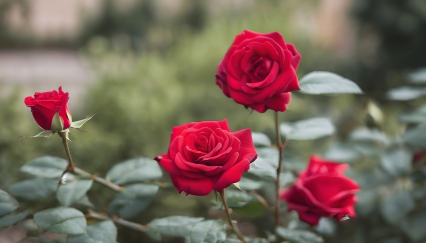 Beauty of a Red Rose in the Garden