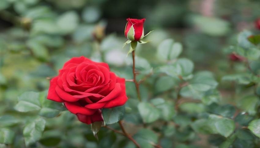 Beauty of a Red Rose in the Garden