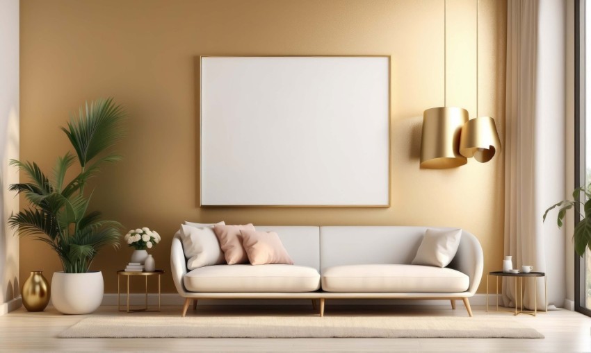 Blank Poster On The Wall Of Living Room Mock up