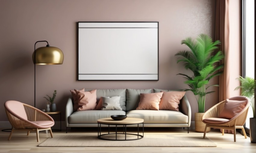 Blank Poster On The Wall Of Living Room Mock up