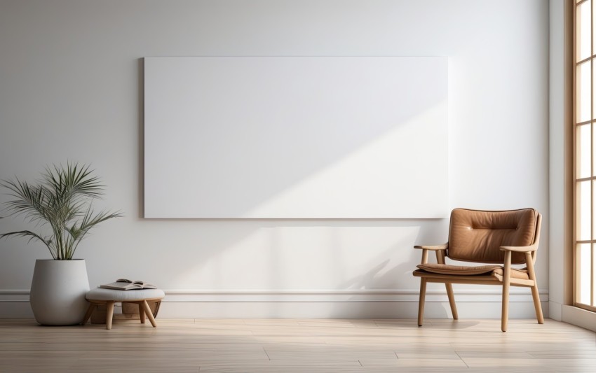 A blank horizontal white board screen frame