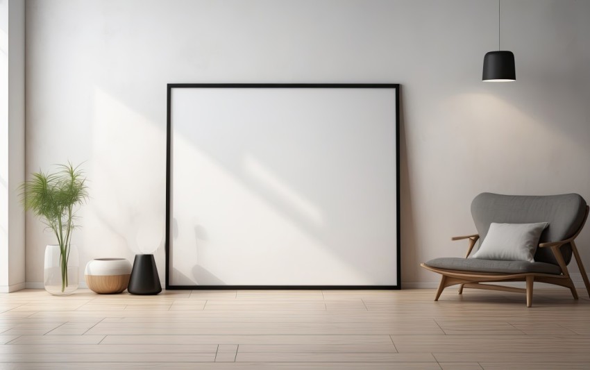 A blank horizontal white board screen frame