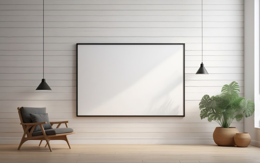 A blank horizontal white board screen frame