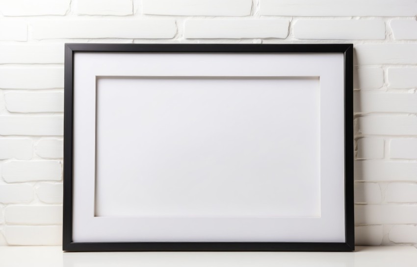 Blank Black Horizontal Picture Frame Mockup