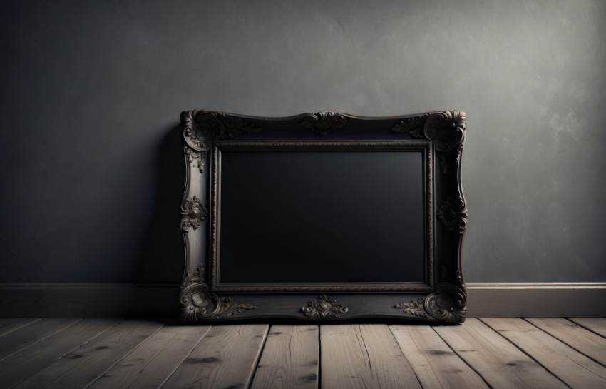 Blank Black Horizontal Picture Frame Mockup