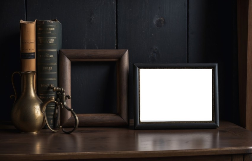 Blank Black Horizontal Picture Frame Mockup