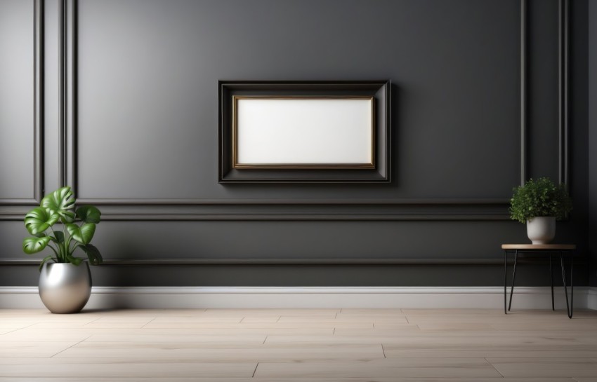 Blank Horizontal Picture Frame On Wall