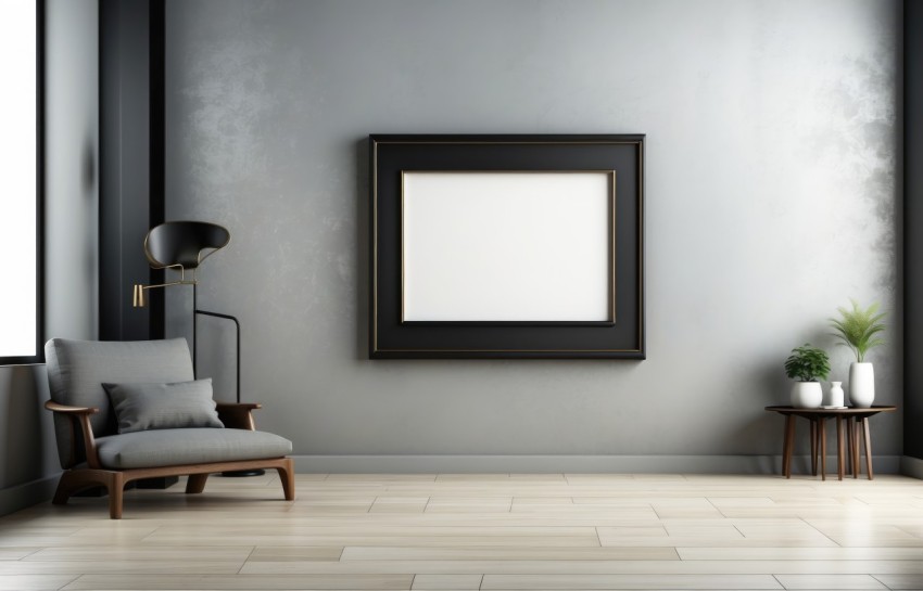 Blank Horizontal Picture Frame On Wall