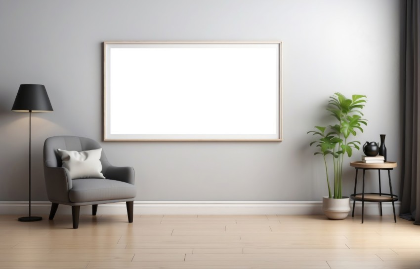 Blank Horizontal Picture Frame On Wall