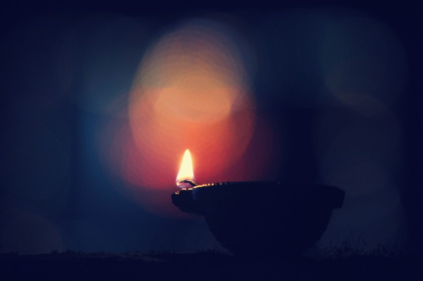 Oil Lamp in Diwali Festival, India.