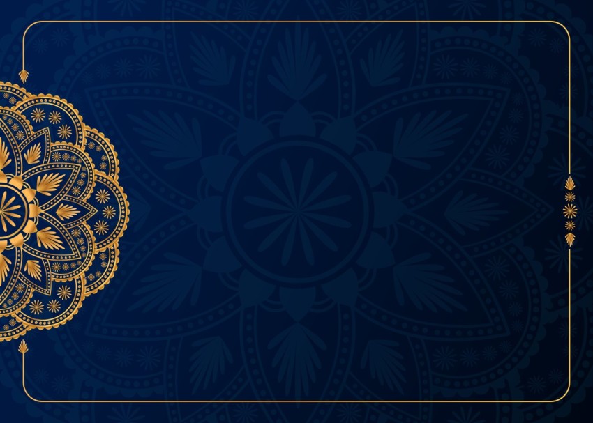 Royal Golden Blue Mandala Art With  Islamic Background