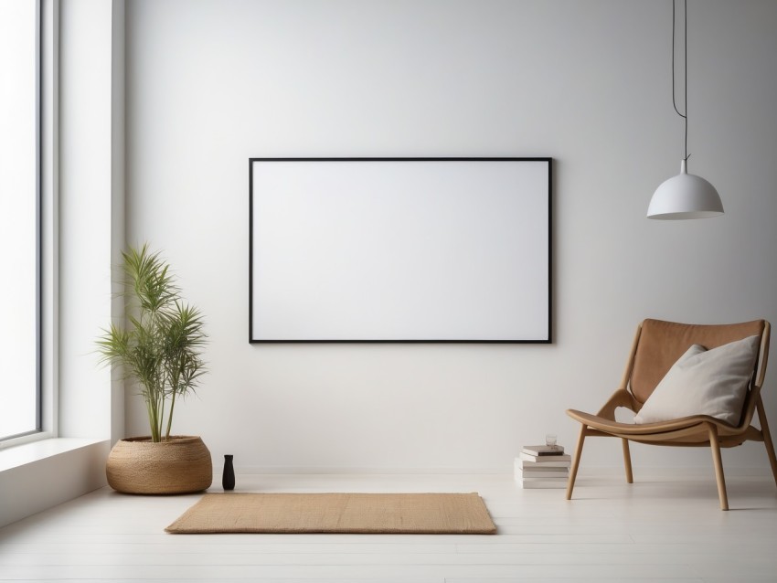 Large Black Horizontal White Picture Frame On The Wall