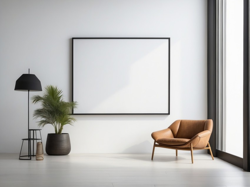 Large Black Horizontal White Picture Frame On The Wall