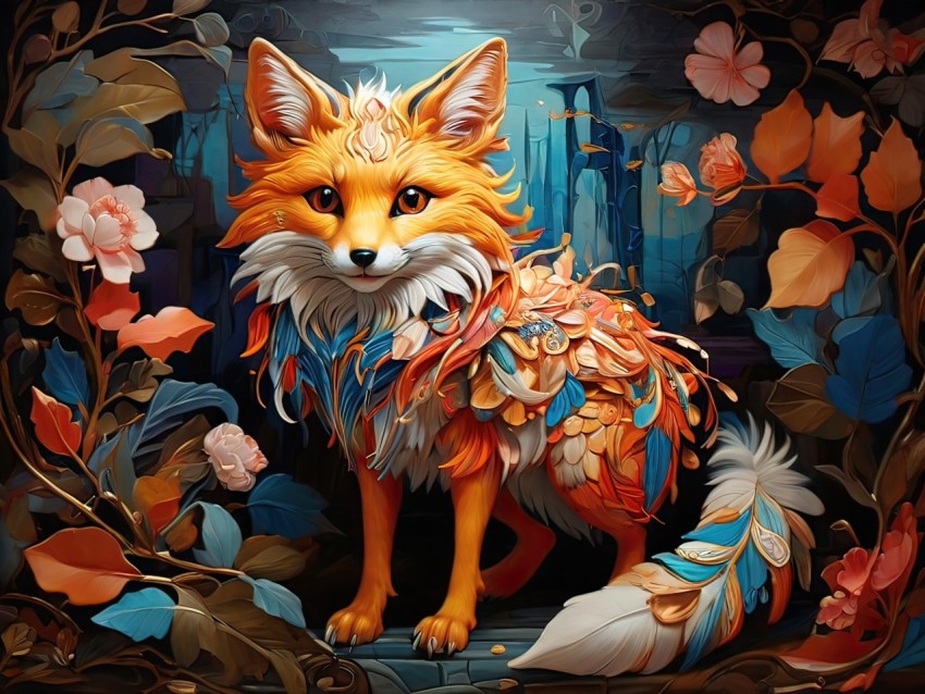 Fantasy Colorful Fox Animal Illustration