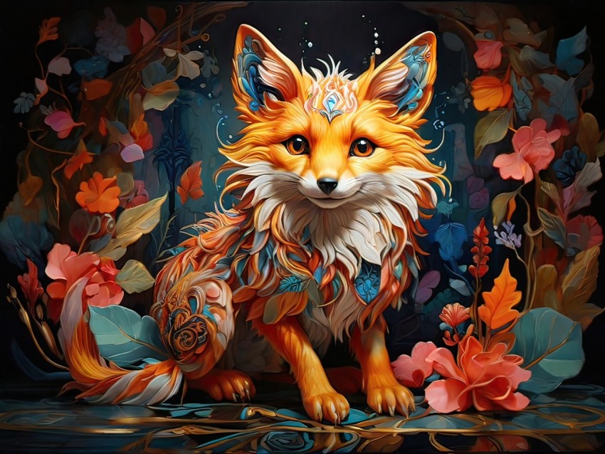 Fantasy Colorful Fox Animal Illustration