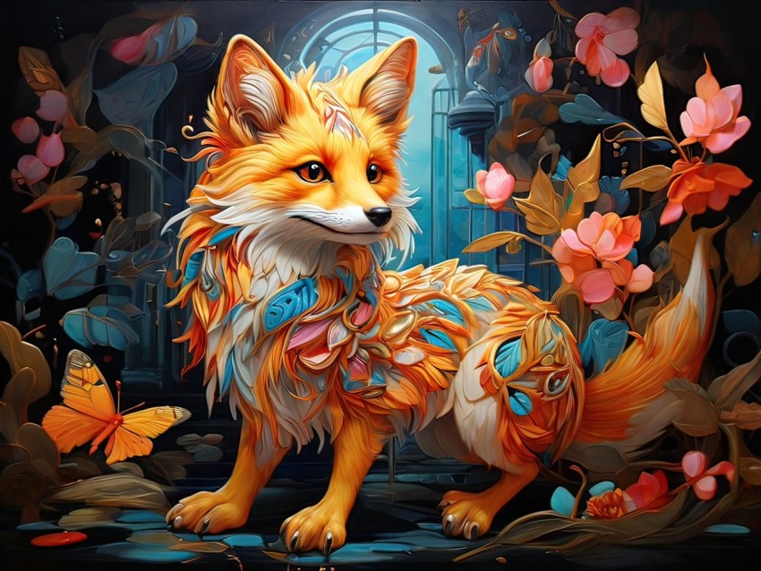 Fantasy Colorful Fox Animal Illustration