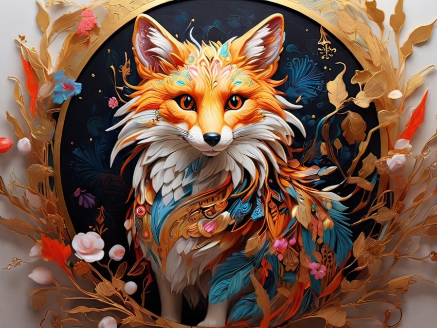 Fantasy Colorful Fox Animal Illustration