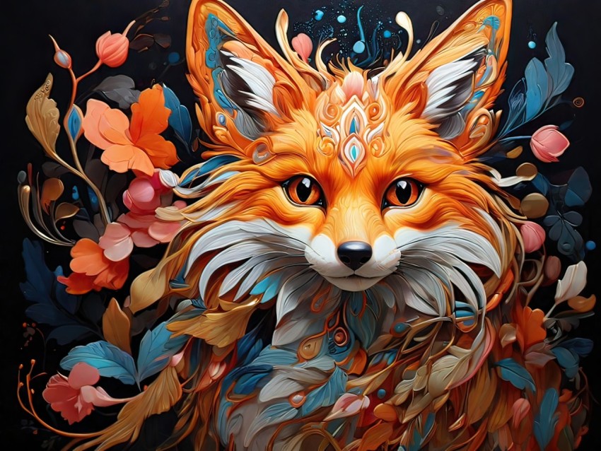 Fantasy Colorful Fox Animal Illustration