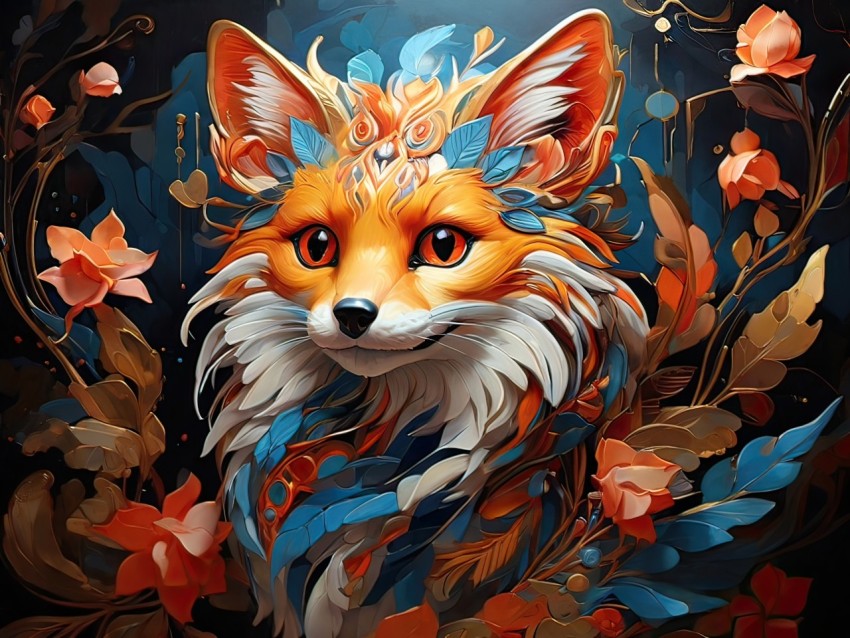 Fantasy Colorful Fox Animal Illustration