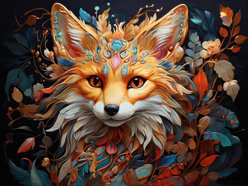 Fantasy Colorful Fox Animal Illustration