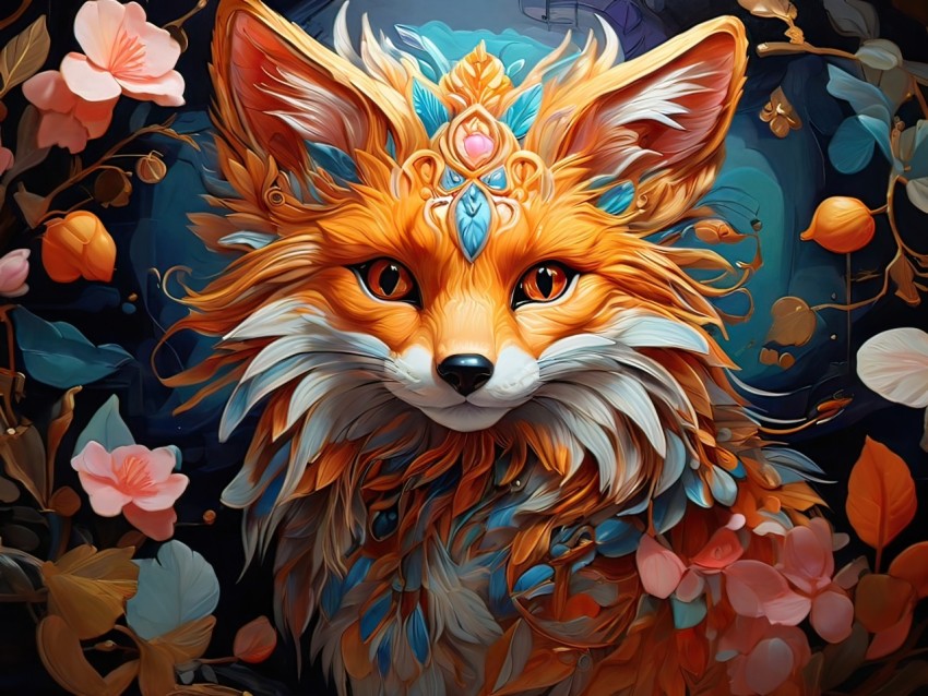 Fantasy Colorful Fox Animal Illustration