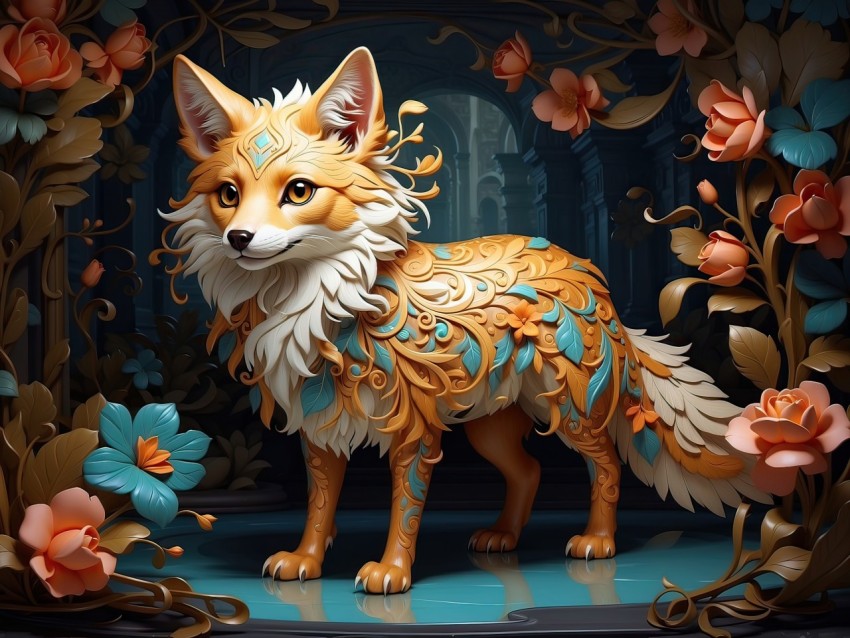 Fantasy Colorful Fox Animal Illustration