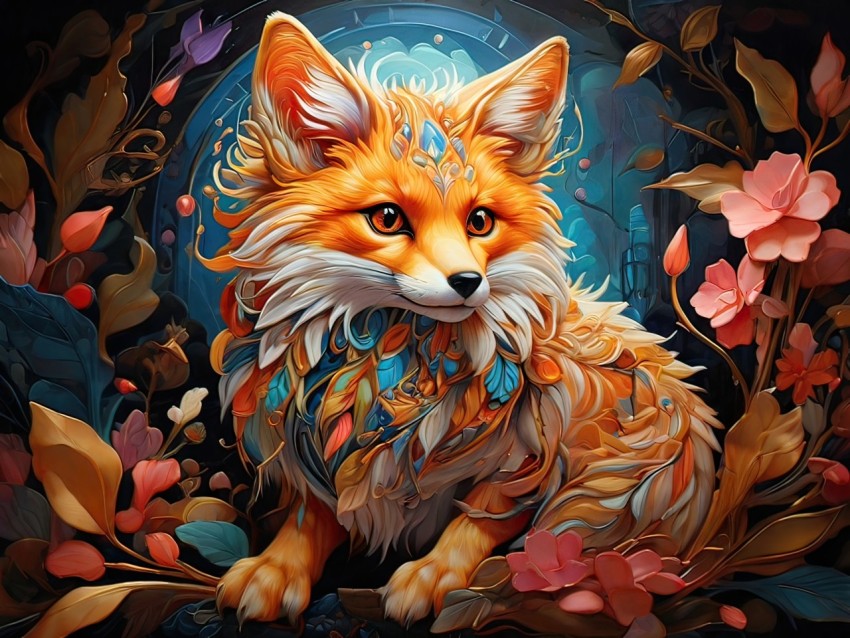 Fantasy Colorful Fox Animal Illustration