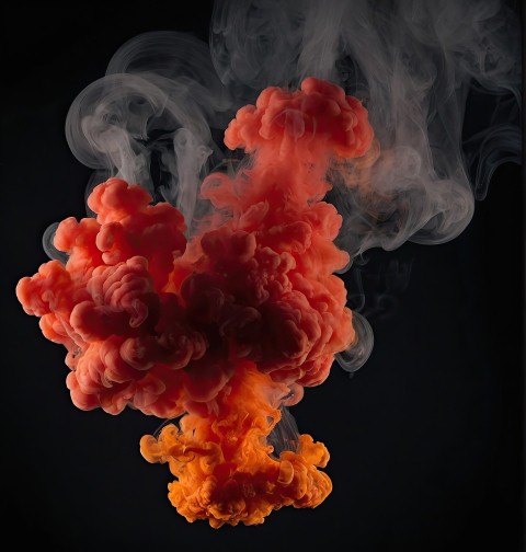 Abstract orange smoke fire on black background