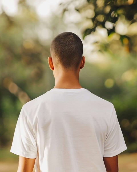 Person in White T-Shirt in Nature