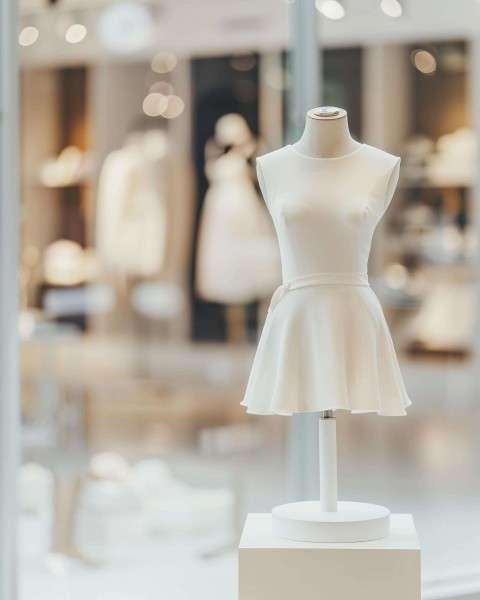 Stylish White Dress in a Modern Boutique